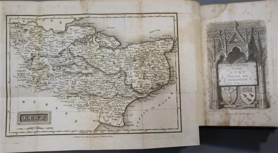 Kent - Excursions in the County of Kent, 8vo, blind stamped morocco gilt, with 50 engravings and 2 folding